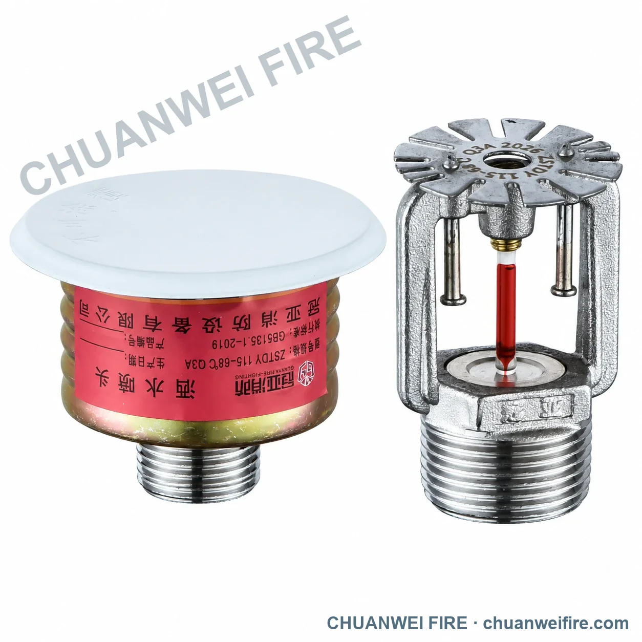 K115 quick-response concealed sprinkler: Covered assembly and exposed mechanism — 68°C