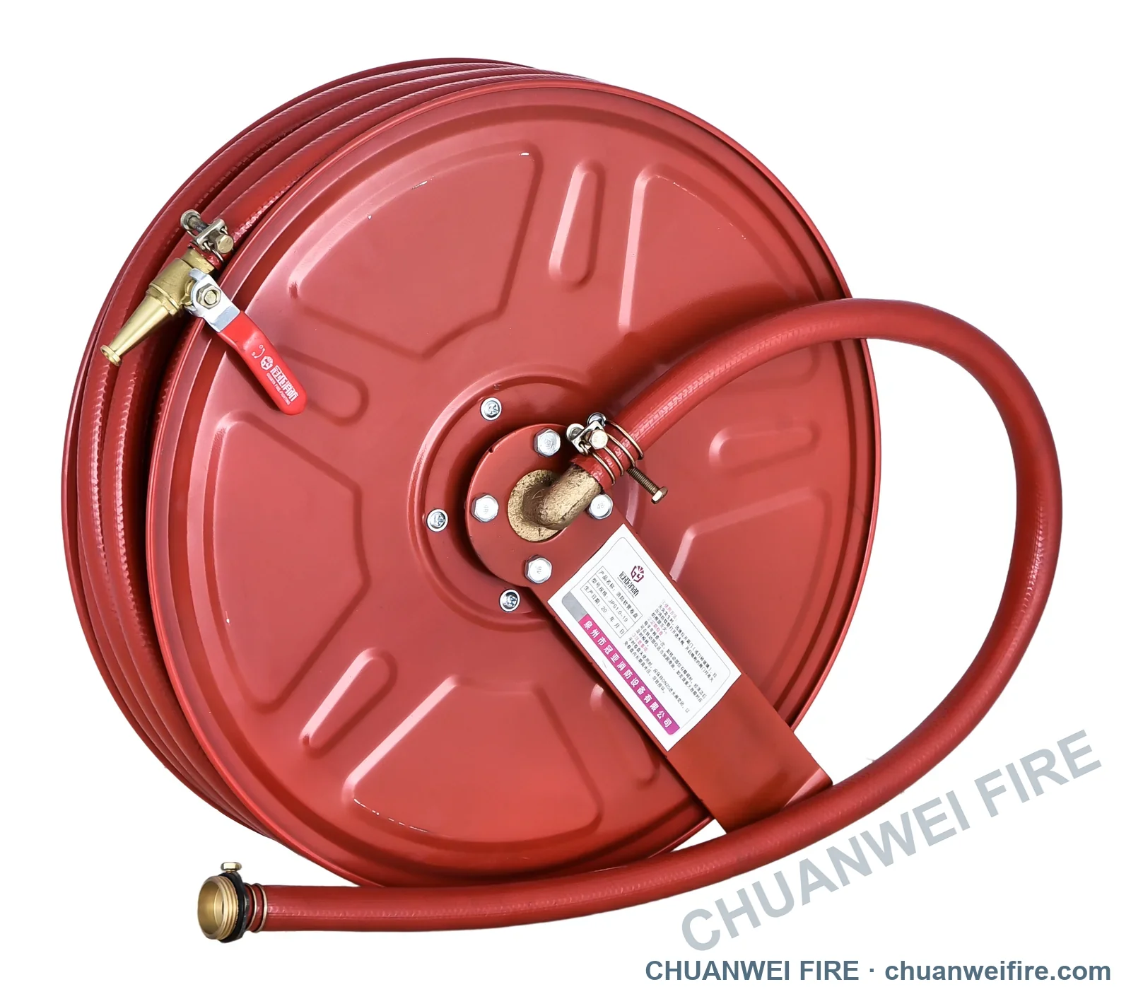 Enlarged jet spray fire hose reel