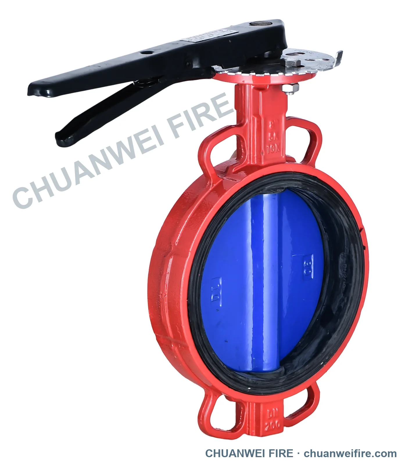 Enlarged lever operated wafer butterfly valve