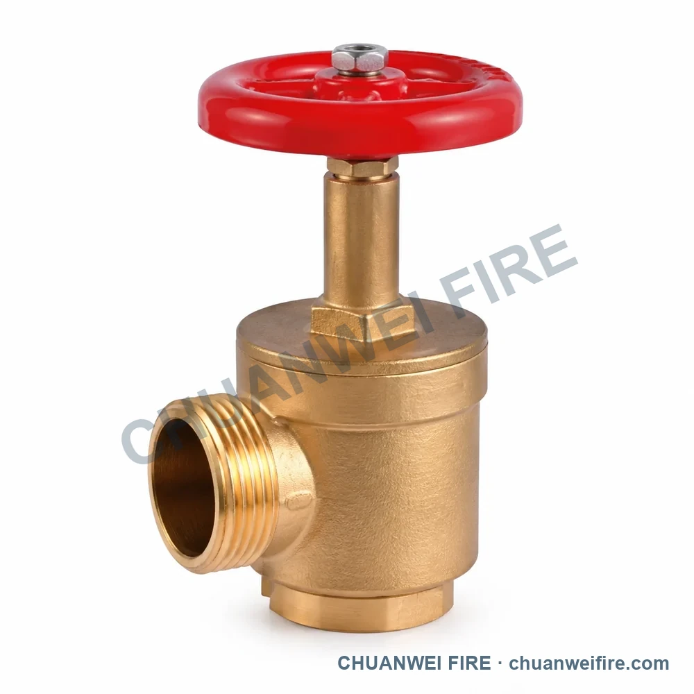 Catalog configuration illustration of Barrel-Body Left-Outlet Fire Hose Valve — US-032 / US-033